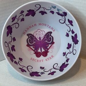 Disney Hannah Montana 'Secret Star' Melamine Cereal Bowl w Purple Floral Design